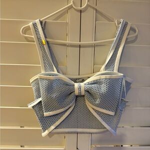 Elisabeth Franchi Bow Blue Crop top